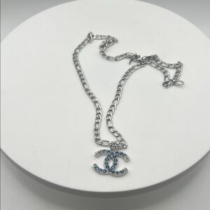 764. Designer Silver Necklace with Blue Detailing
